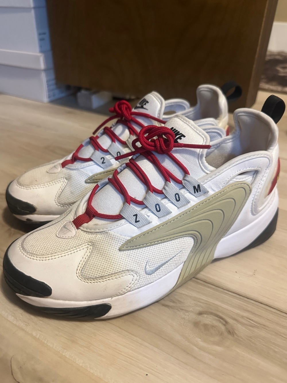 Nike Women’s White Sneakers with Red Laces